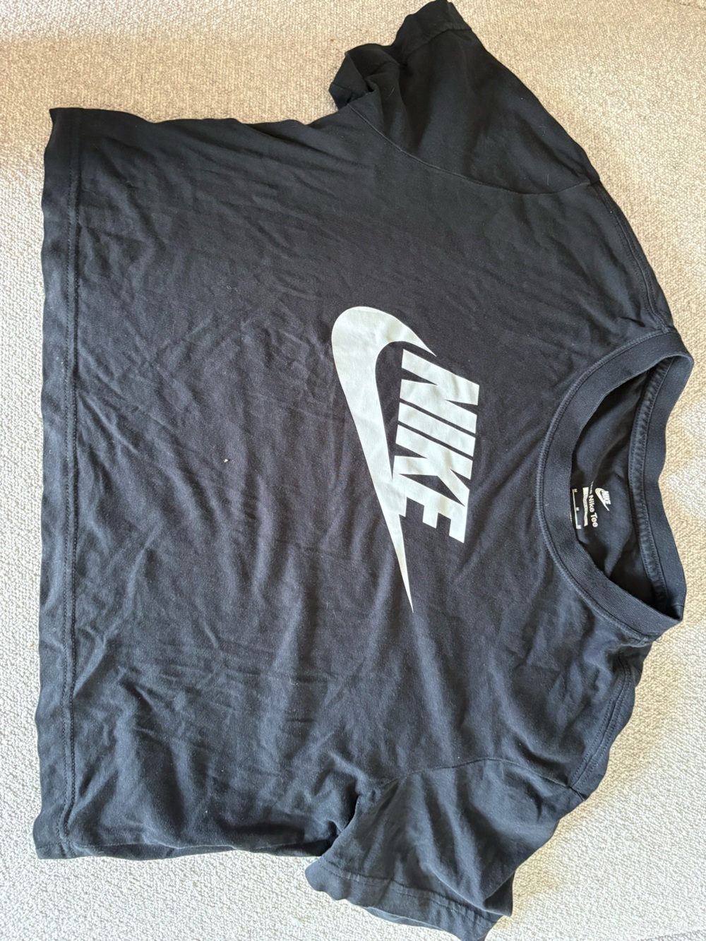 Nike Black T-Shirt with White Swoosh Logo